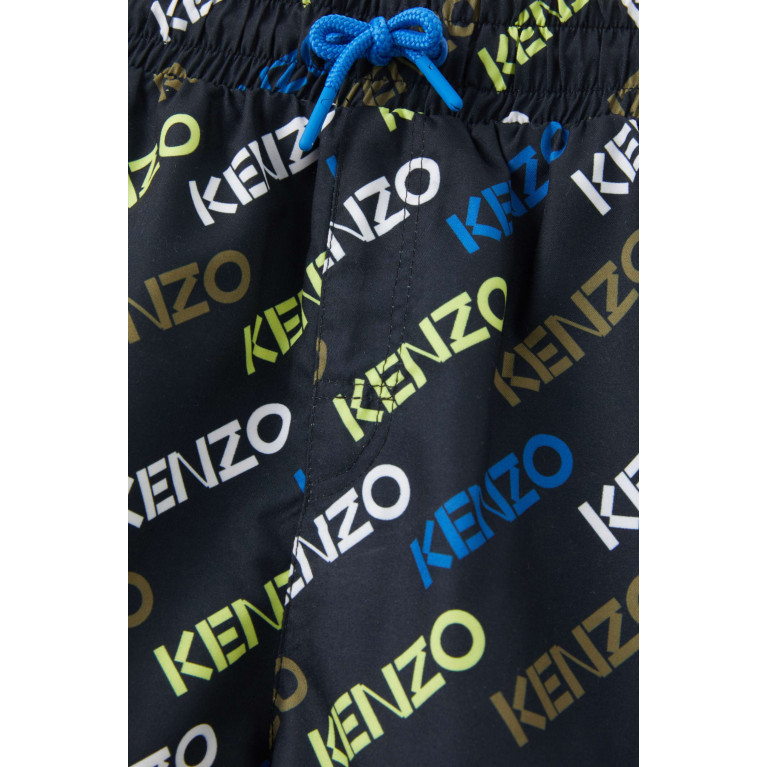 KENZO KIDS - Logo Print Swim Shorts in Technical Fabric