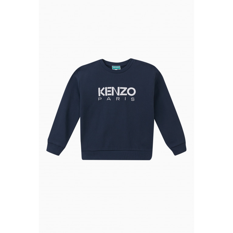 KENZO KIDS - Logo Embroidered Sweatshirt in Cotton