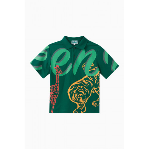 KENZO KIDS - Graphic Logo Print Polo Shirt in Cotton