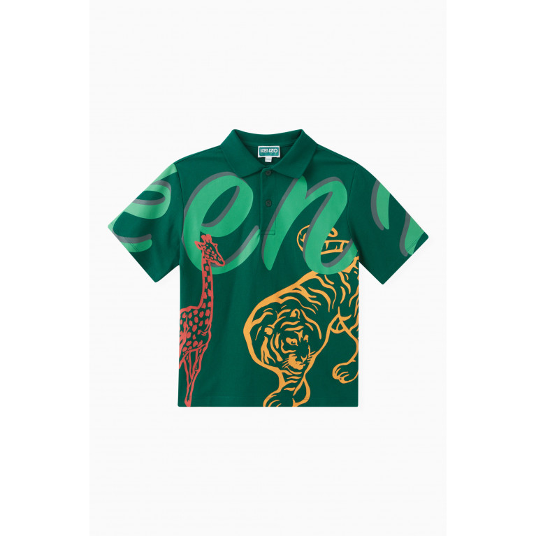 KENZO KIDS - Graphic Logo Print Polo Shirt in Cotton