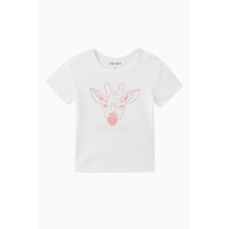 KENZO KIDS - Giraffe Logo Print T-Shirt in Cotton