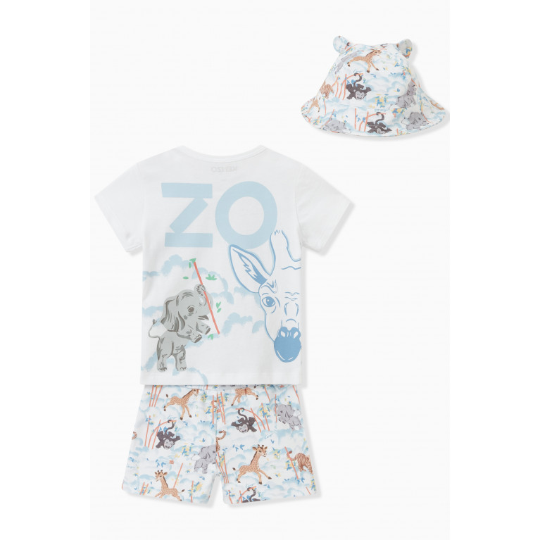 KENZO KIDS - Animal Print T-shirt, Shorts & Hat Set in Cotton