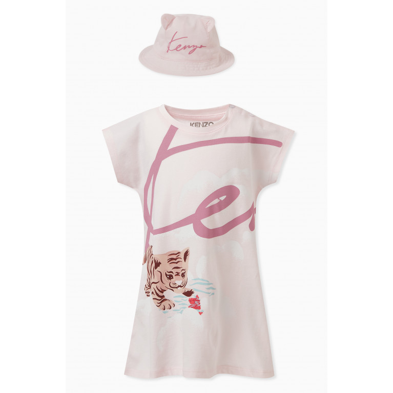 KENZO KIDS - Animal Print Dress & Hat Set in Organic Cotton