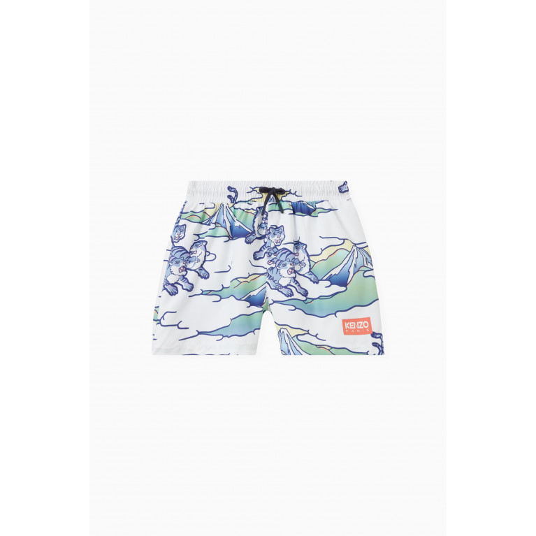 KENZO KIDS - Animal Print Swim Shorts in Nylon