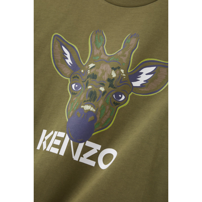 KENZO KIDS - Giraffe Print T-shirt in Cotton