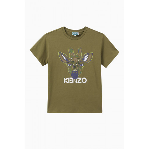 KENZO KIDS - Giraffe Print T-shirt in Cotton