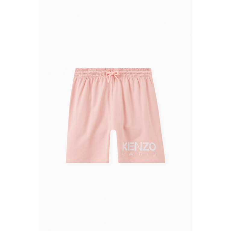 KENZO KIDS - Embroidered Logo Shorts in Cotton Pink