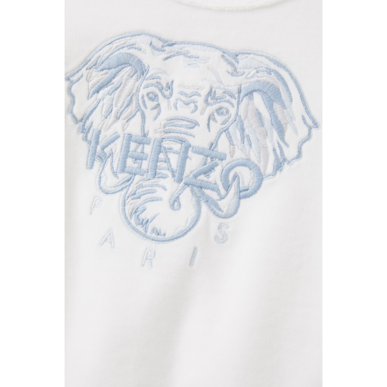 KENZO KIDS - KENZO KIDS - Elephant Embroidered Sleepsuit in Cotton
