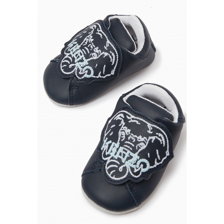 KENZO KIDS - Elephant Logo Shoes in Leather Blue