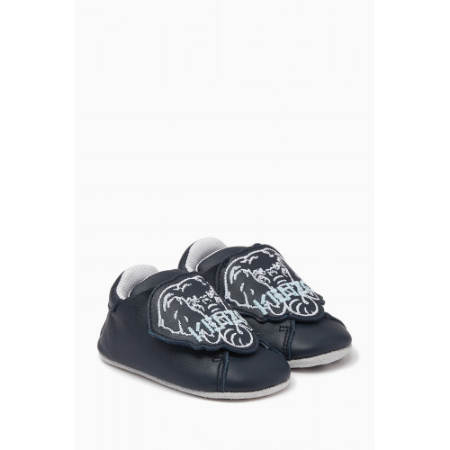 KENZO KIDS - Elephant Logo Shoes in Leather Blue
