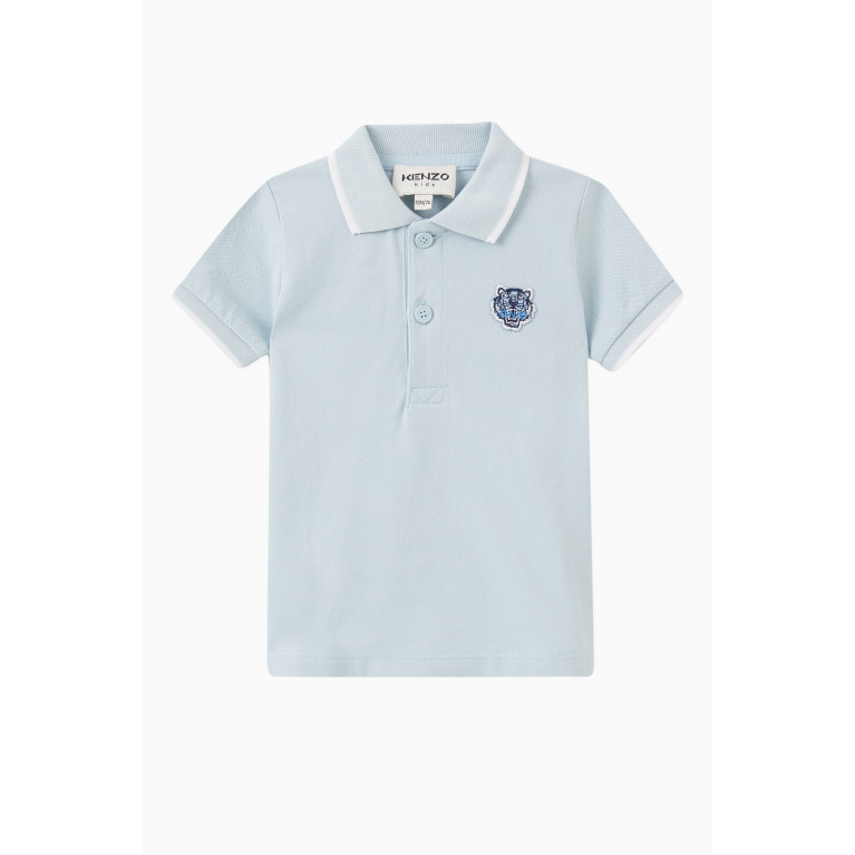 KENZO KIDS - Logo Appliqué Polo Shirt in Cotton-pique