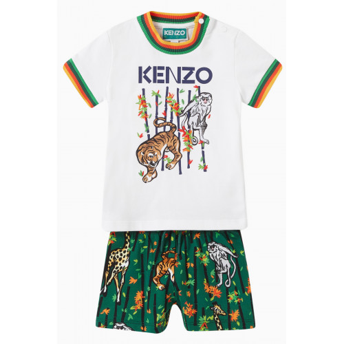 KENZO KIDS - Bamboo Print T-Shirt and Shorts Set in Cotton