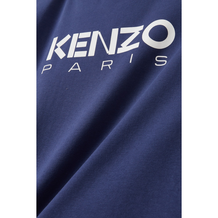 KENZO KIDS - Logo Print Dress in Cotton Blue