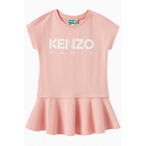 KENZO KIDS - Logo Print Dress in Cotton Pink