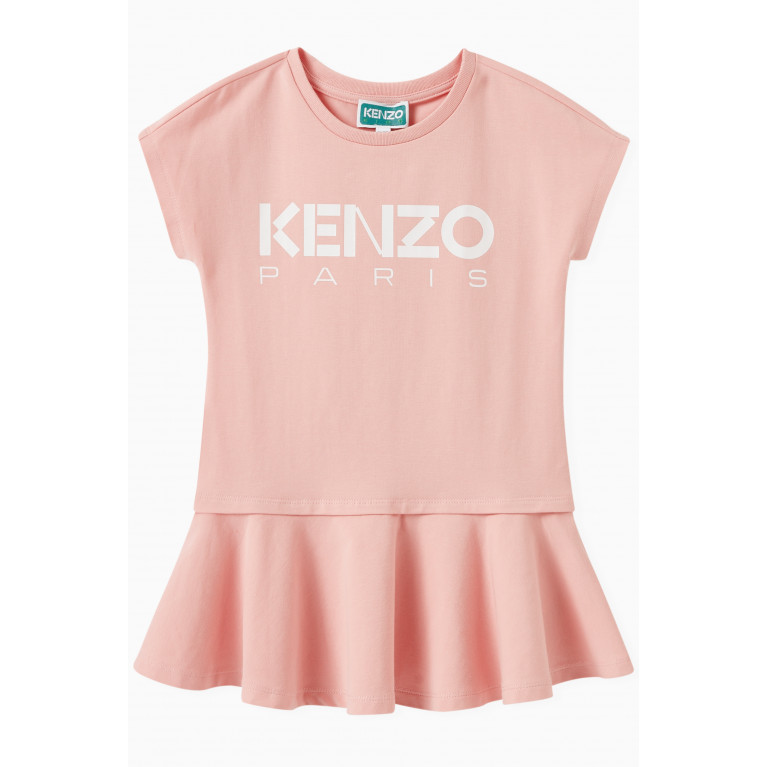 KENZO KIDS - Logo Print Dress in Cotton Pink