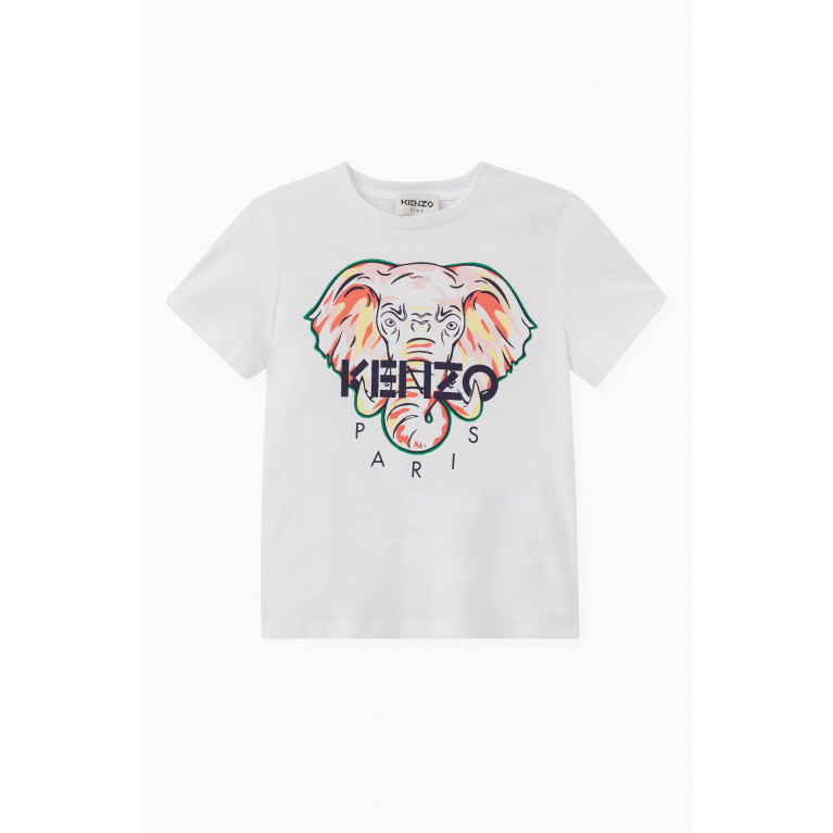 KENZO KIDS - Elephant Print T-shirt in Cotton