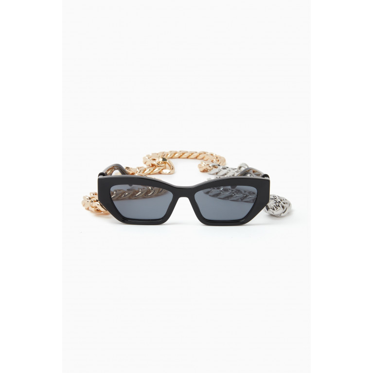Stella McCartney - Geometric Chain-link Sunglasses in Bio Acetate Black