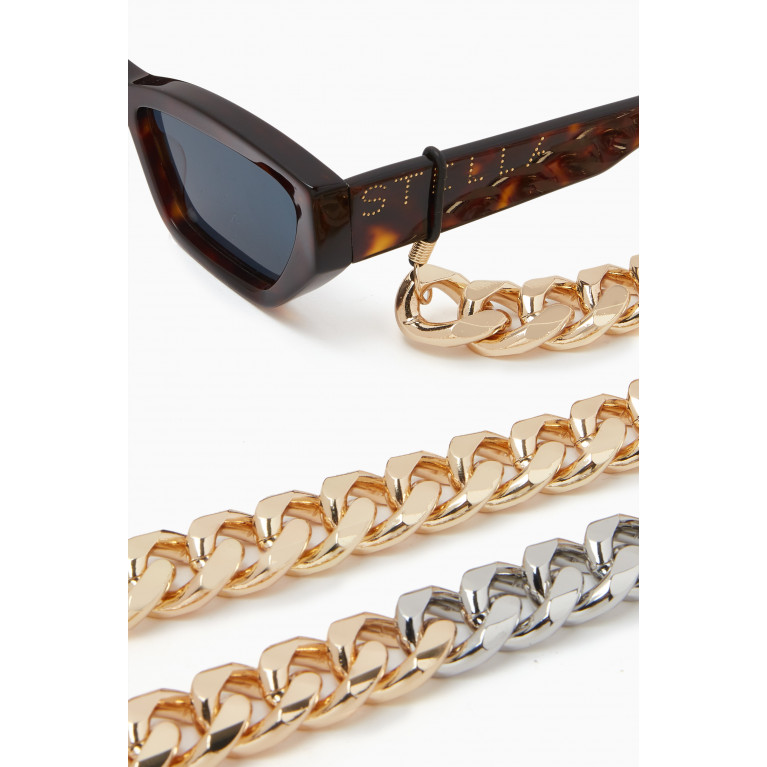 Stella McCartney - Geometric Chain-link Sunglasses in Bio Acetate Brown