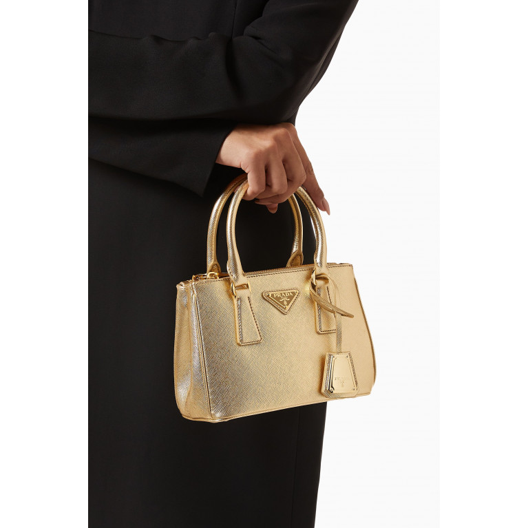Prada - Mini Prada Galleria Bag in Metallic Saffiano Leather