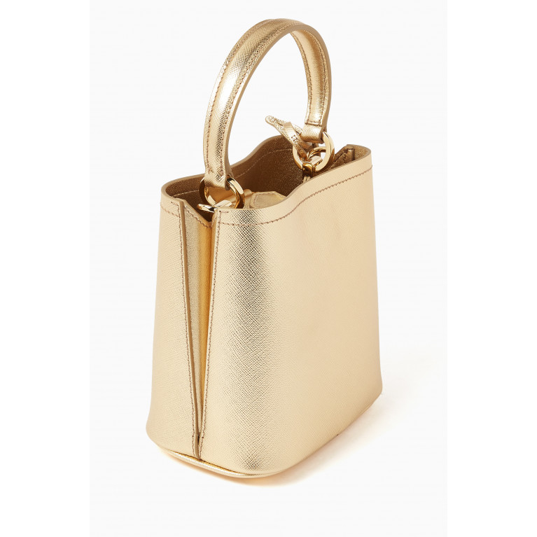 Prada - Micro Mini Panier Shoulder Bag in Metallic Leather