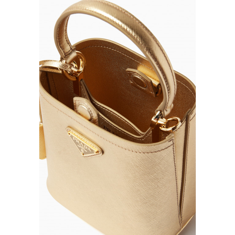 Prada - Micro Mini Panier Shoulder Bag in Metallic Leather