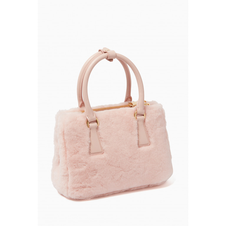 Prada - Micro Galleria Tote Bag in Faux Fur & Leather