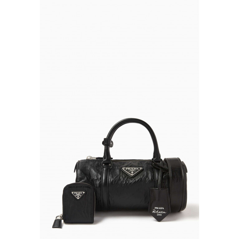 Prada - Small Handbag in Crumpled Nappa Leather Black