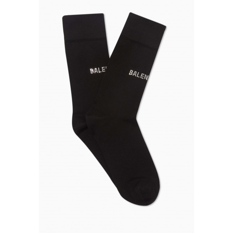 Balenciaga - Crystal Logo Socks in Cotton