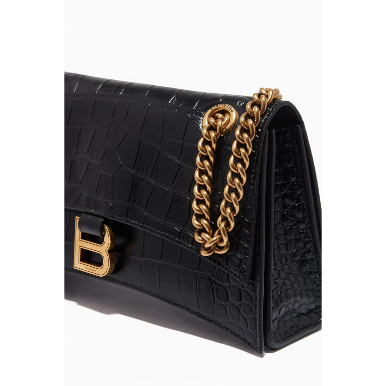 Balenciaga - Small Crush Chain Shoulder Bag in Croc-embossed Leather