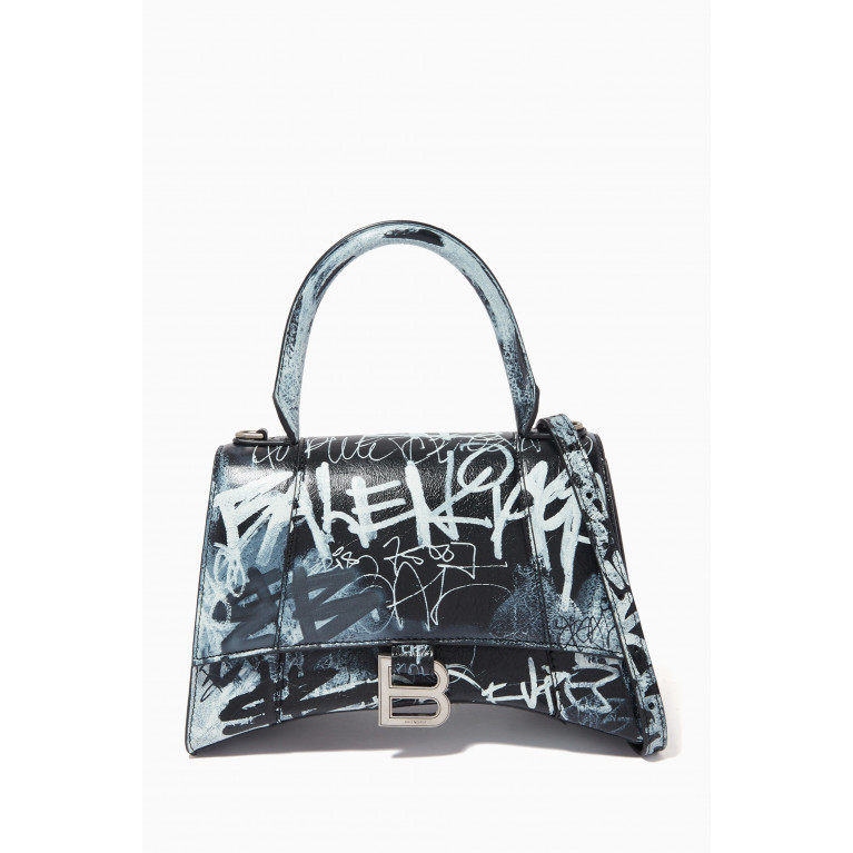 Balenciaga - Small Hourglass Graffiti-print Top-handle Bag in Leather