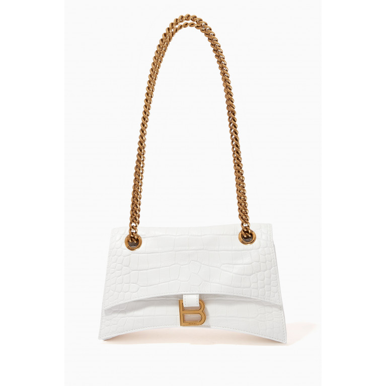 Balenciaga - Small Crush Chain Shoulder Bag in Croc-embossed Leather