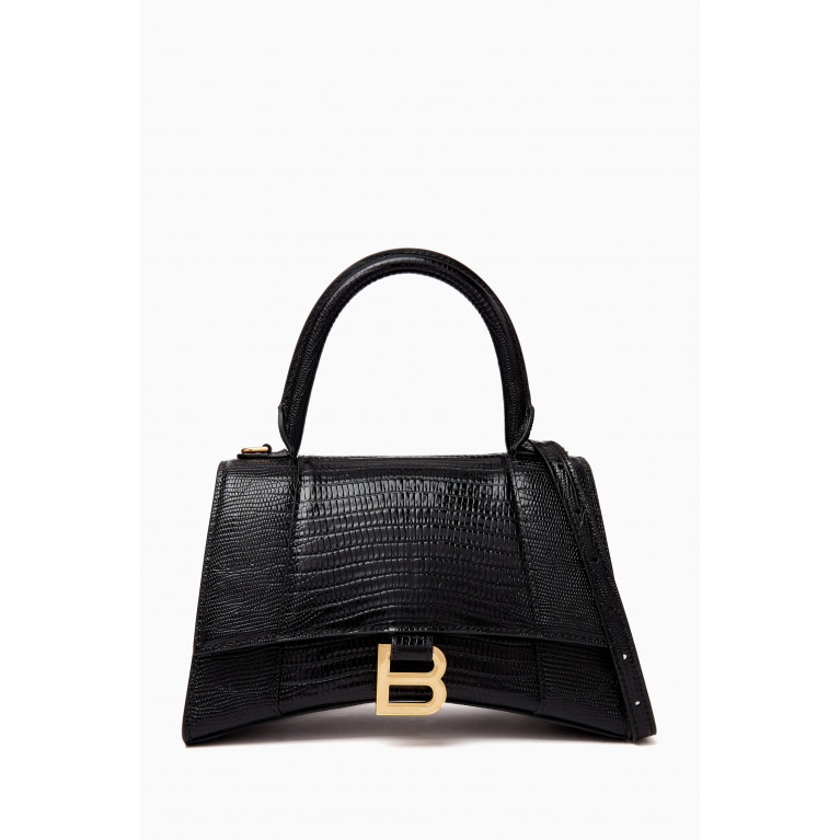 Balenciaga - Small Hourglass Top-handle Bag in Croc-embossed Leather