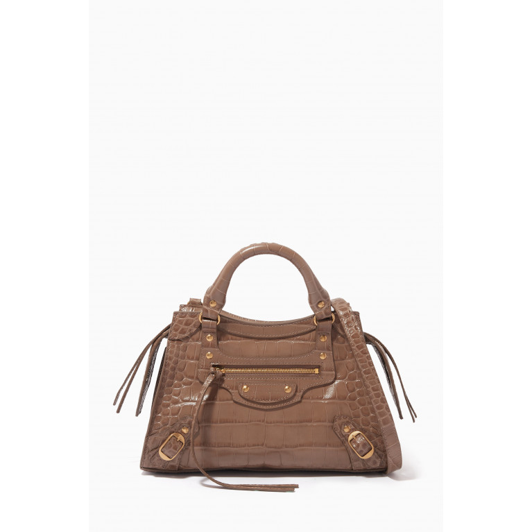 Balenciaga - Neo Classic Small Top Handle Bag in Croc-embossed Leather