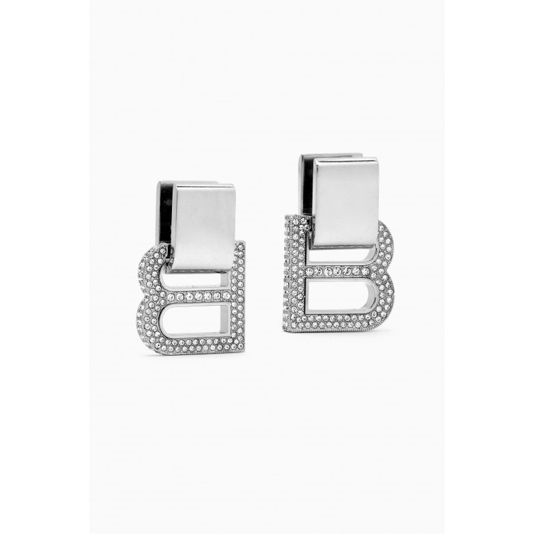 Balenciaga - Hourglass Earrings with Rhinestones in Brass