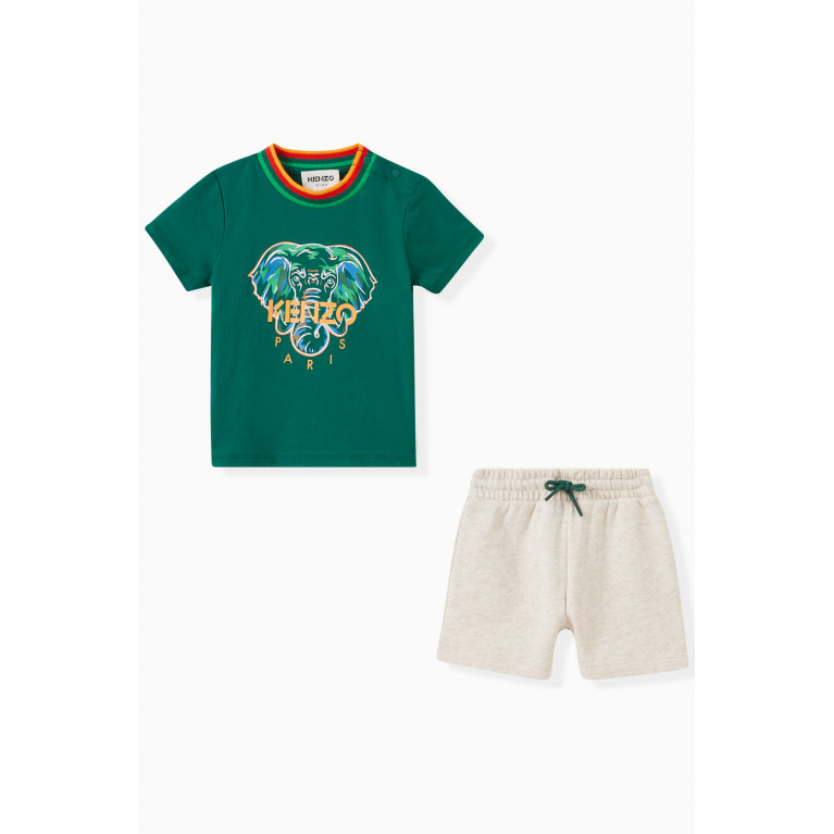 KENZO KIDS - Elephant T-shirt and Shorts Set in CottonC