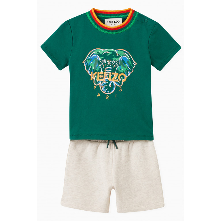 KENZO KIDS - Elephant T-shirt and Shorts Set in CottonC