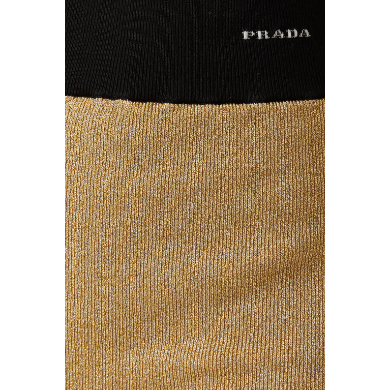 Prada - Logo Pencil Skirt in Lamé