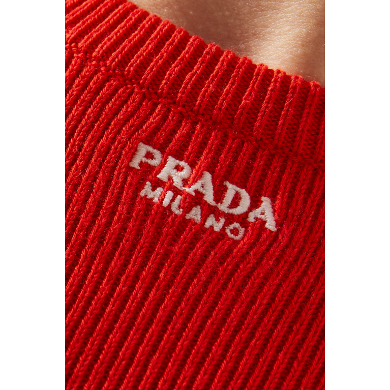 Prada - Maglieria Embroidered Logo Sweater in Cotton