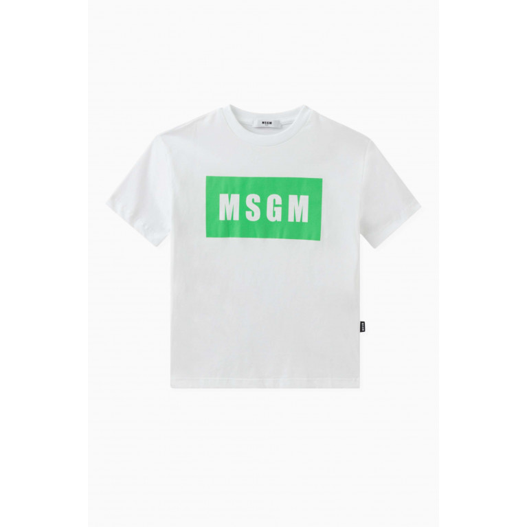 MSGM - Logo Print T-shirt in Cotton White