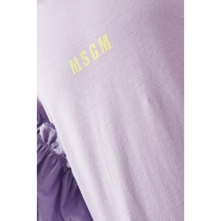 MSGM - Logo-print Ruffle Dress in Cotton Purple