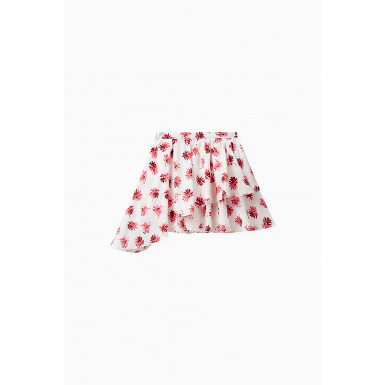 MSGM - Floral Asymmetrical Skirt in Cotton