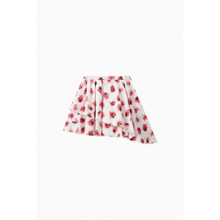 MSGM - Floral Asymmetrical Skirt in Cotton