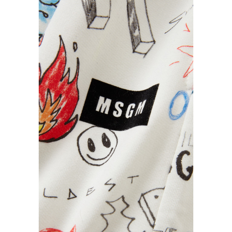 MSGM - Graphic Logo Shorts in Cotton White