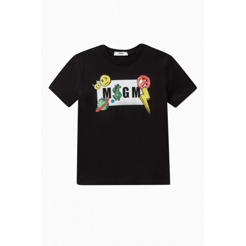 MSGM - Logo T-shirt in Cotton Black