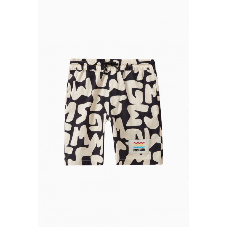 MSGM - MSGM - All-over Logo Print Shorts in Cotton