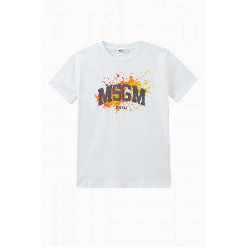 MSGM - Logo Print T-shirt in Cotton White