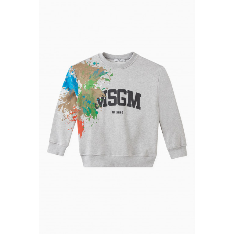 MSGM - Graphic Logo Sweatshirt in Cotton Grey
