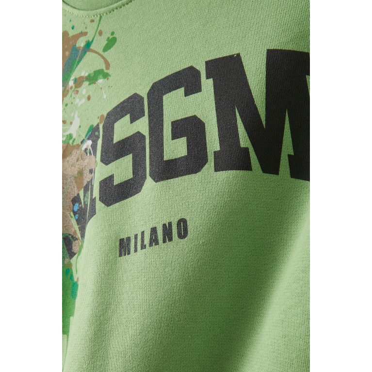 MSGM - Graphic Logo Sweatshirt in Cotton Green