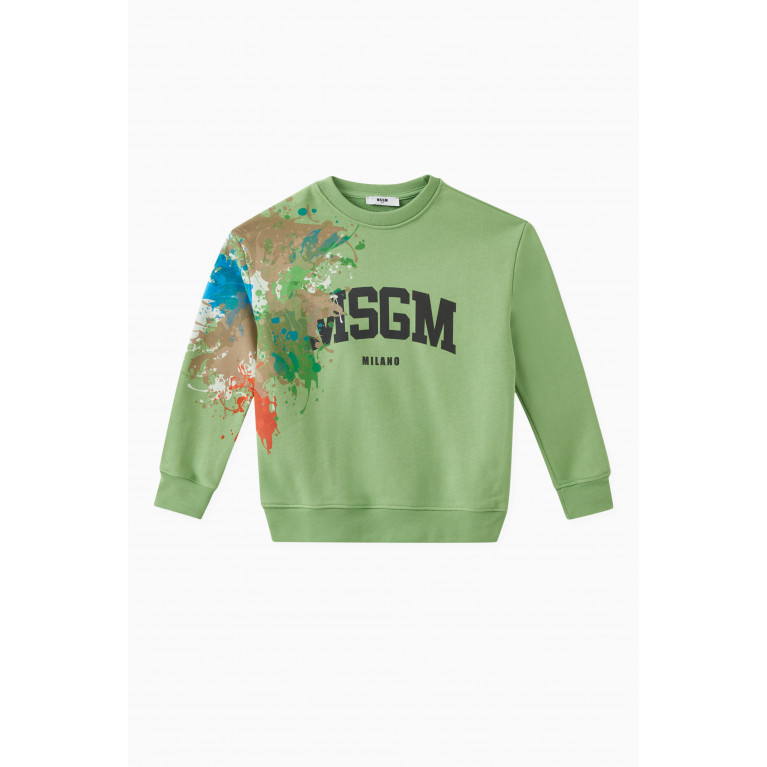 MSGM - Graphic Logo Sweatshirt in Cotton Green