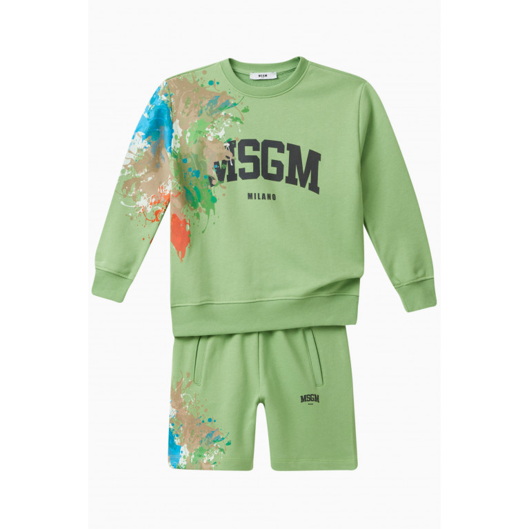 MSGM - Logo Shorts in Cotton Green